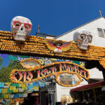 Old Town Market sign decorated for Day of the Dead