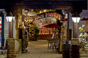 Old Town Market entrance at night