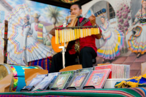 Old Town Market playing instrument and singing onstage