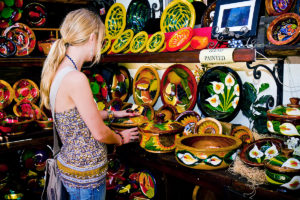 shopping for ceramics at Old Town Market